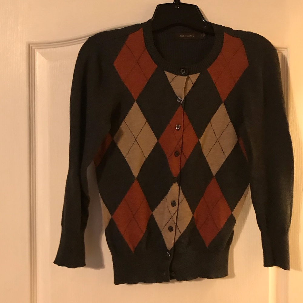 COPY - The Limited grey, cooper triangle button sweater S